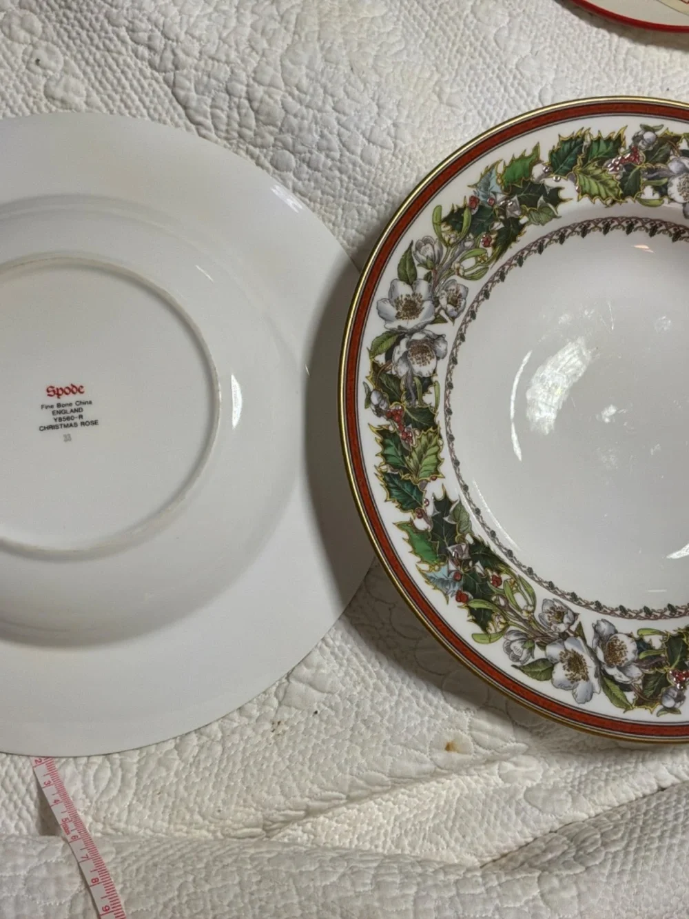 Set of 2 Spode Christmas Rose Rimmed Soup Bowls 9.25